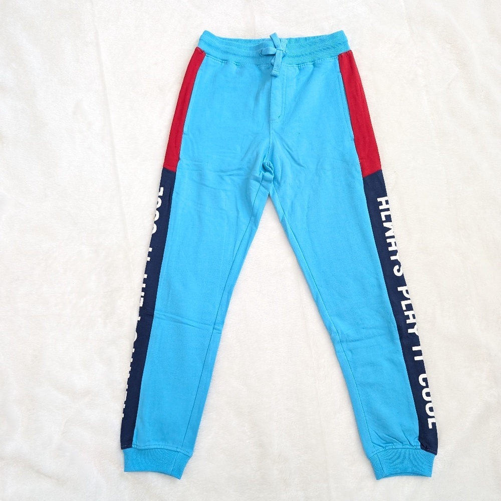 Boys’ Sky Blue Colorblock Joggers – Sporty & Cool 5T 6/7 8/9 12/14